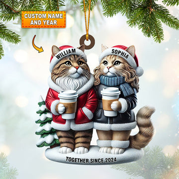 Joycorners Couple Cats Home Decor Christmas Ornament, Personalized Ornament 2D Flat LM2211