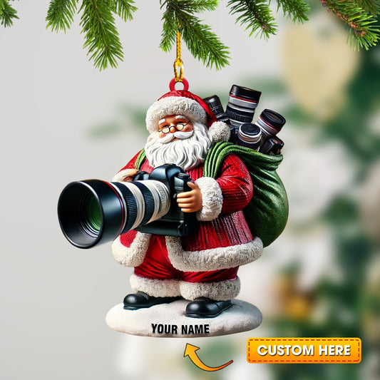 Joycorners Santa Photographer Home Decor Christmas Ornament, Personalized Ornaments 2D Flat LM2211