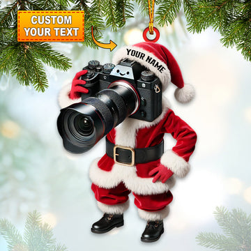 Joycorners Custom Name Photographer Santa Ornament, Photographer Christmas Gift Decoration16 2D Flat LM2111
