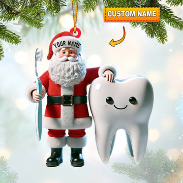 Joycorners Santa Dentist Christmas Home Decor Christmas Ornament, Personalized Ornament 2D Flat LM2211