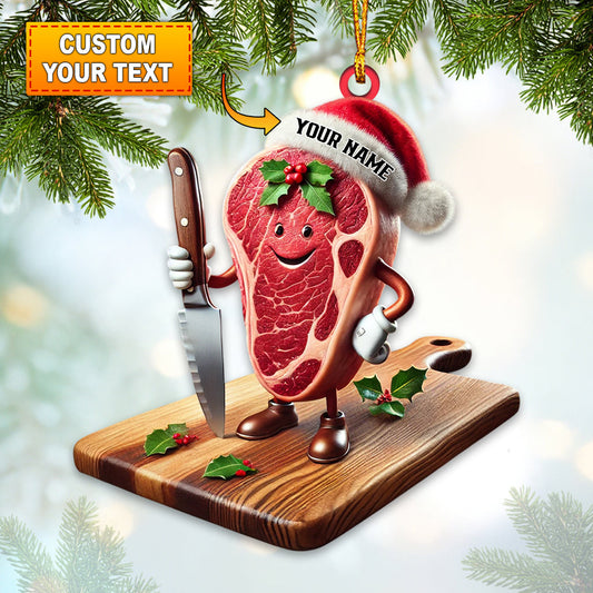 Joycorners Beef Home Decor Christmas Ornament, Personalized Ornament 2D Flat LM2211