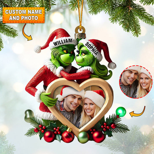 Joycorners Heart Photo Couple ELF Home Decor Christmas Ornament, Personalized Ornament 2D Flat LM2211