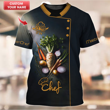 Joycorners Personalized Chef Shirt - Elegant Root Vegetable Design for Culinary Masters MT2509