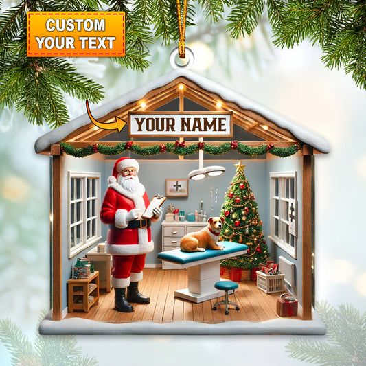 Joycorners Pet Shop Santa Christmas Ornament, Personalized Ornament 2D Flat LM2211