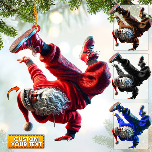 Joycorners Break Dance Santa Home Decor Christmas Ornament, Personalized Ornament 2D Flat LM2211