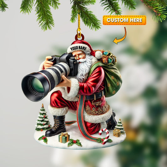Joycorners Santa Photographer Home Decor Christmas Ornament, Personalized Ornament 2D Flat LM2211