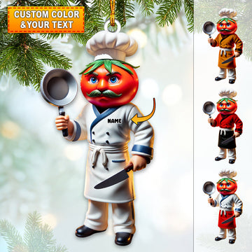 Joycorners Custom Name Chef Ornament, Christmas Gift for Cooking Lover54 2D Flat LM2111