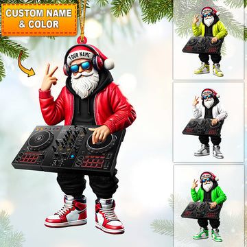 Joycorners Santa DJ Home Decor Christmas Ornament, Personalized Ornament 2D Flat LM2211