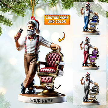 Joycorners Santa Barber Christmas Ornament, Personalized Ornament 2D Flat LM2211