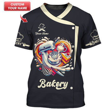 Joycorners 3D Full Print Make Cakes With Heart T-Shirts Personalized Name Gift For Baker Lovers MT2509