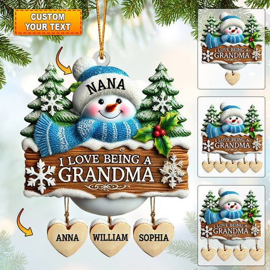Joycorners I Love Being Grandma Home Decor Christmas Ornament, Personalized Ornament 2D Flat LM2211