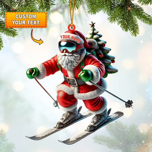 Joycorners Santa Skiing Christmas Ornament, Personalized Ornament 2D Flat LM2211