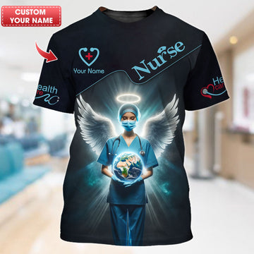 Joycorners Personalized Nurse Shirts - Guardian Angel Nurse Design for Healthcare Heroes MT2509