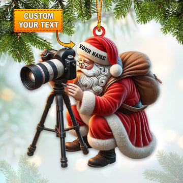 Joycorners Custom Name Santa Microscope Ornament, Microscope Love Christmas Decoration 2D Flat LM2111