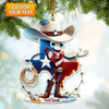 Joycorners Custom Name American Ornament, America Love Christmas Decoration 2D Flat LM2111