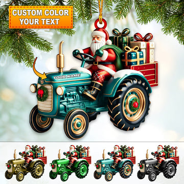 Joycorners Custom Name Santa Truck Ornament, Santa Christmas Gift Decoration 2D Flat LM2111