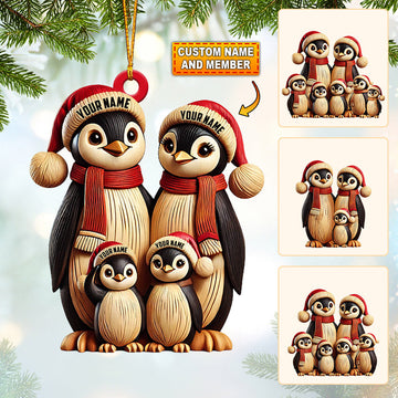 Joycorners Penguin Family Christmas Ornament, Personalized Ornament 2D Flat LM2211