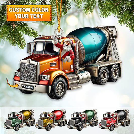 Joycorners Custom Name Truck Santa Ornament, Trucker Christmas Gift 2D Flat LM2211