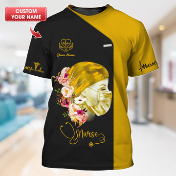 Joycorners Personalized Nurse Shirt - Floral Compassion and Care MT2509