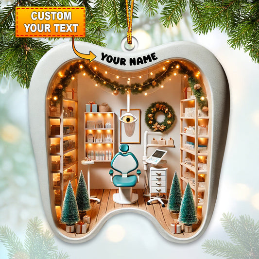 Joycorners Custom Name Dentist Ornament, Dentist Christmas Gifts 2D Flat LM2211