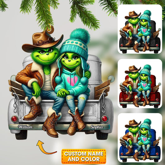 Joycorners ELF Couple On Car Home Decor Christmas Ornament, Personalized Ornament 2D Flat LM2211