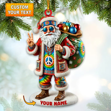 Joycorners Hippie Santa Christmas Ornament, Personalized Ornament 2D Flat LM2211
