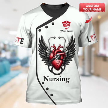 Joycorners Personalized Nurse Shirt - Wings of Compassion MT2509