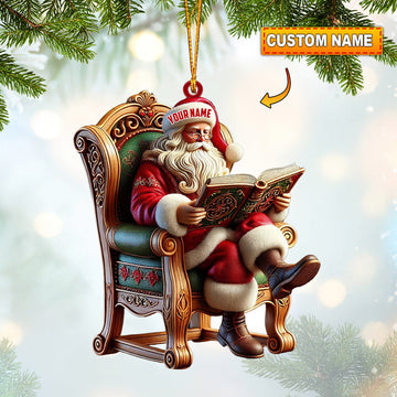 Joycorners Santa Reading Book Christmas Ornament, Personalized Ornament 2D Flat LM2211