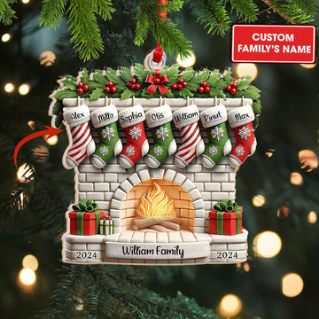 Joycorners Custom Name Ornament, Christmas Stock Family 2D Flat LM2211