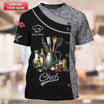 Joycorners Personalized Chef Shirts - Classic Cooking Tools Design for Gourmet Chefs MT2509
