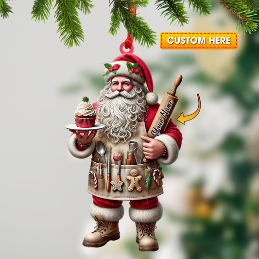 Joycorners Christmas Baker Santa Ornament, Personalized Ornament 2D Flat LM2211