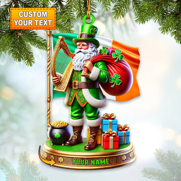 Joycorners Green Santa Ornament, Personalized Ornament 2D Flat LM2211