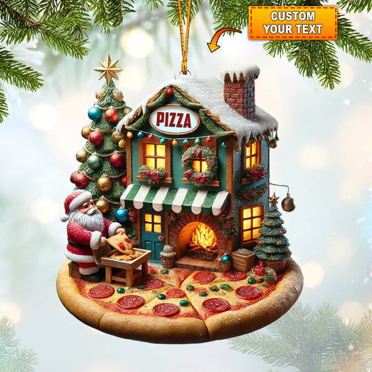Joycorners Pizza Santa Home Decor Christmas Ornament, Personalized Ornament 2D Flat LM2211