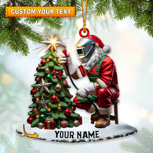 Joycorners Santa The Welder Home Decor Christmas Ornament, Personalized Ornament 2D Flat LM2211