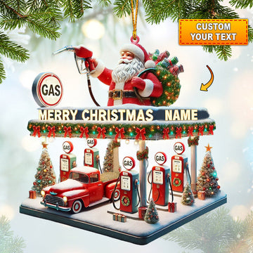 Joycorners Gas Station Merry Christmas Ornament, Personalized Ornament 2D Flat LM2211