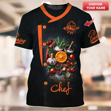 Joycorners Personalized Chef Shirt - Vibrant Citrus and Spice Design for Passionate Cooks MT2509