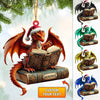 Joycorners Dragon Reading Book Christmas Ornament, Personalized Ornament 2D Flat LM2211