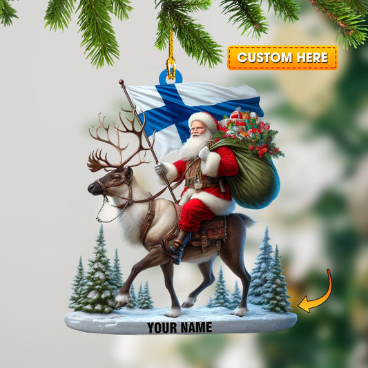 Joycorners Santa Riding A Reindeer Home Decor Christmas Ornament, Personalized Ornament 2D Flat LM2211