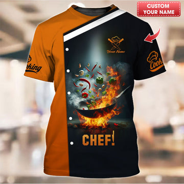 Joycorners Personalized Chef Shirts - Explosive Cooking Action Design for Culinary Enthusiasts MT2509