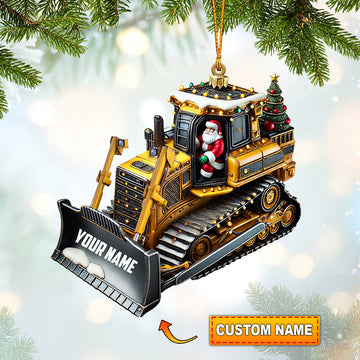 Joycorners Santa Rides Snowplow Christmas Ornament, Personalized Ornament 2D Flat LM2211