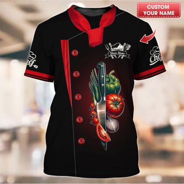 Joycorners Personalized Chef Shirt - Sleek Vegetable Knife Design for Professional Cooks MT2509
