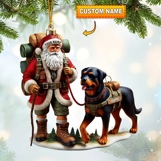Joycorners Climbing Santa And Dog Home Decor Christmas Ornament, Personalized Ornament 2D Flat LM2211