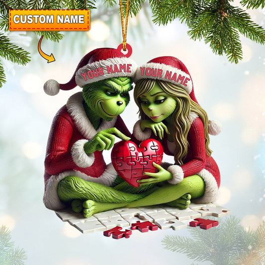 Joycorners ELF Couple Christmas Home Decor Christmas Ornament, Personalized Ornament 2D Flat LM2211