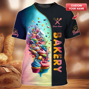 Joycorners Personalized Baker Shirts - Colorful Cupcake Burst MT2509