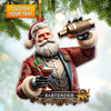 Joycorners Bartender Santa Ornament, Personalized Ornament 2D Flat LM2211