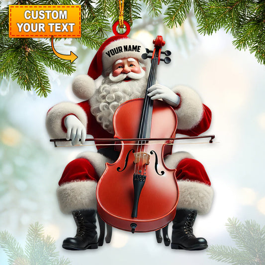 Joycorners Upright Bass Santa Home Decor Christmas Ornament, Personalized Ornament 2D Flat LM2211