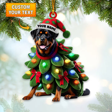 Joycorners Custom Name Rottweiller Ornament, Dog Christmas Gift Decoration 2D Flat LM2111