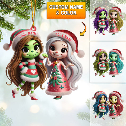 Joycorners Chibi Women Christmas Home Decor Christmas Ornament, Personalized Ornament 2D Flat LM2211