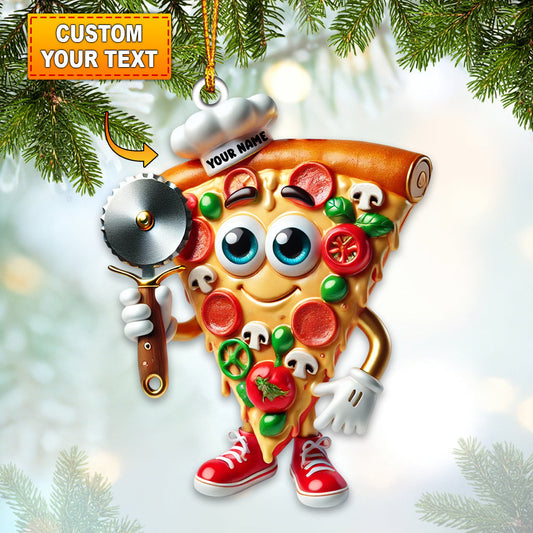 Joycorners Santa Pizza Home Decor Christmas Ornament, Personalized Ornament 2D Flat LM2211