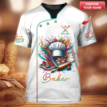 Joycorners Personalized Baker Shirts - Vibrant Bakery Delights Design for Artistic Pastry Chefs MT2509